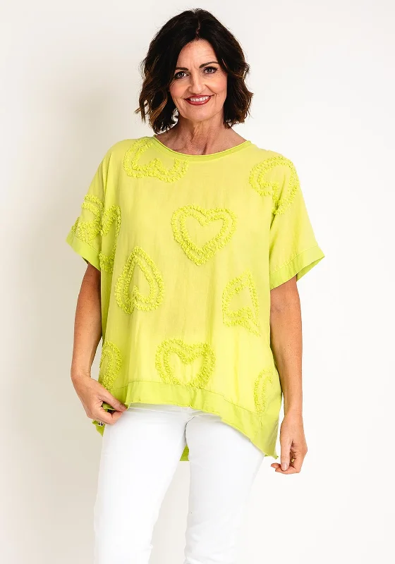 Unbeatable Prices Serafina Collection One Size Heart Embroidered Top, Green