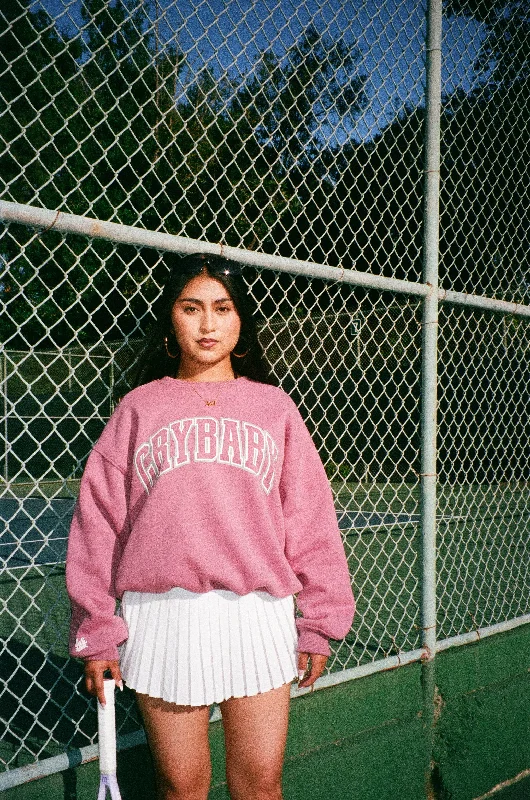 Celebrate the Weekend with Discounts CryBaby Varsity Sweater - Dusty Rose/Grey