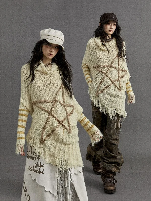 Deal Alert PENTAGRAM STRIPE LOOSE KNIT SWEATER [S0000010320]