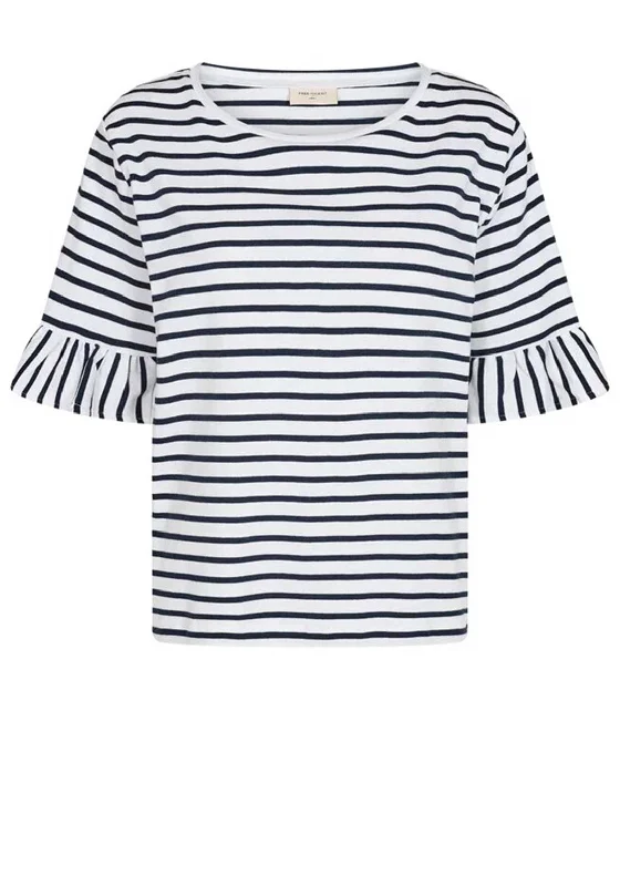 Crazy Deals Freequent Marline Stripe T-Shirt, Brilliant White & Navy Blazer
