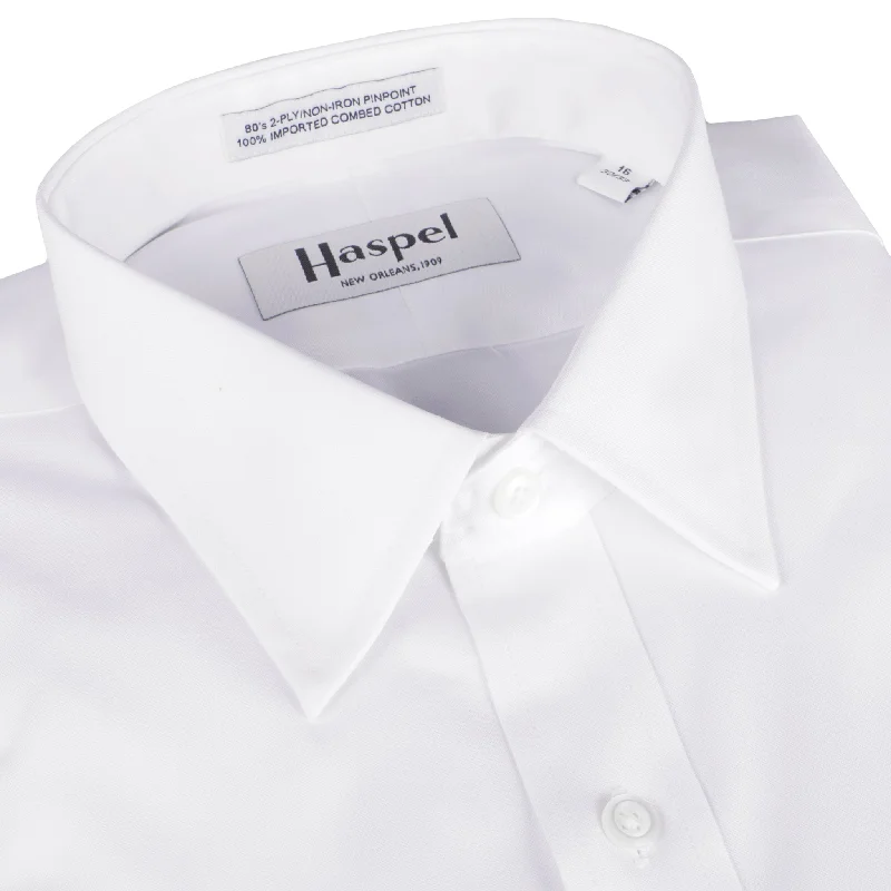 Decatur Solid White (Trim Fit) Pinpoint Oxford Dress Shirt - Spread Collar