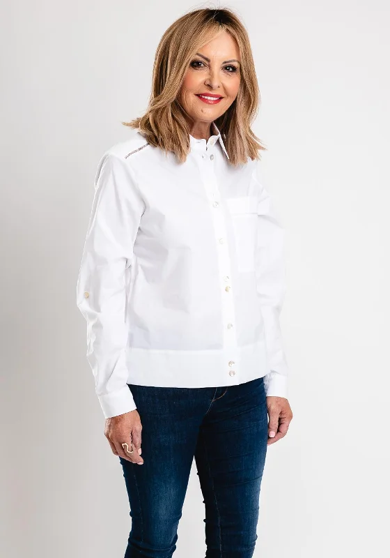 Price Blitz Bianca Anina Embroidered Trim Cotton Shirt, White