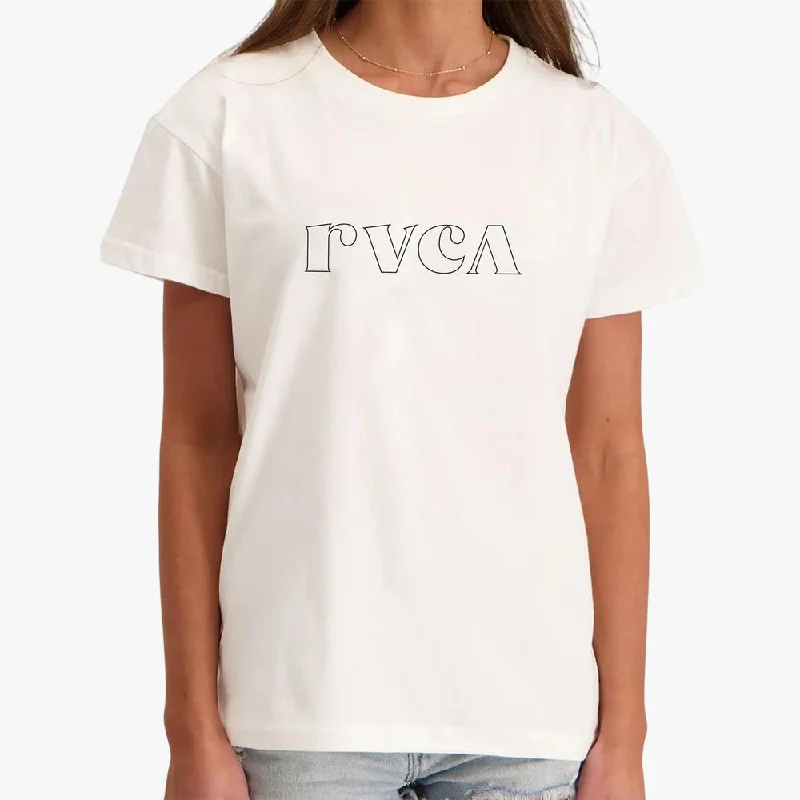 Deal of the Day Rvca Womens Curl Keyline Short Sleeve Tee White