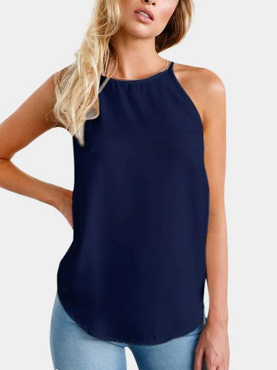 Massive Deals Wholesale Crew Neck Sleeveless Irregular Hem Camis