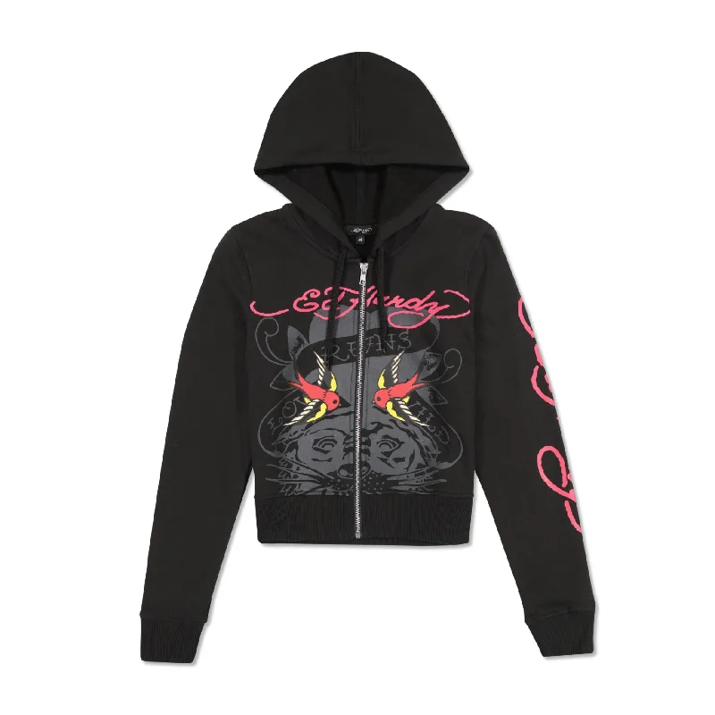 One-Day Only Tiger Swallow Cropped Zip Fleece Hoodie