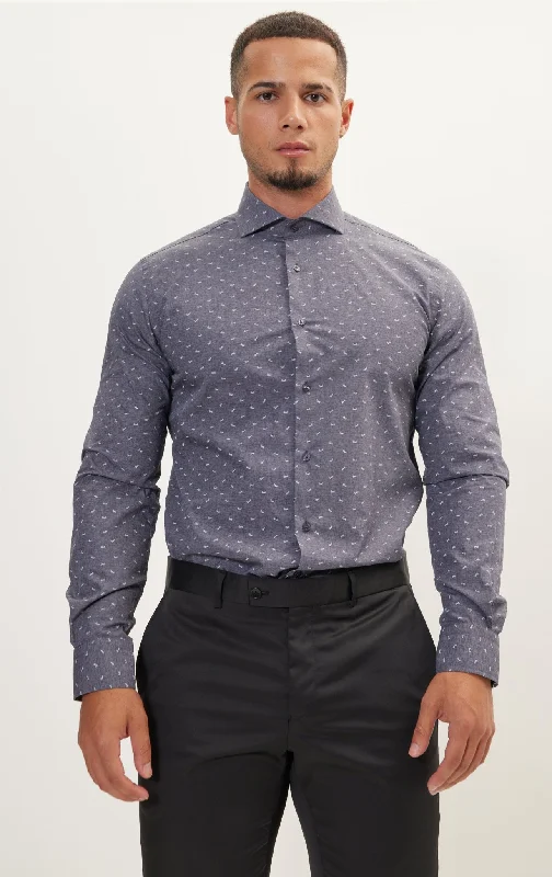 Love Print Pure Cotton Dress Shirt - Anthracite