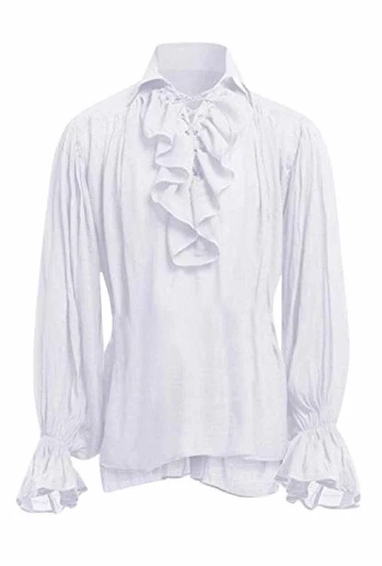 Men's White Ruffled Pirate Shirt