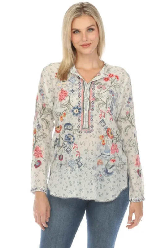 Weekend Special Johnny Was Biya Nya Silk Floral Blouse Boho Chic B13224A2