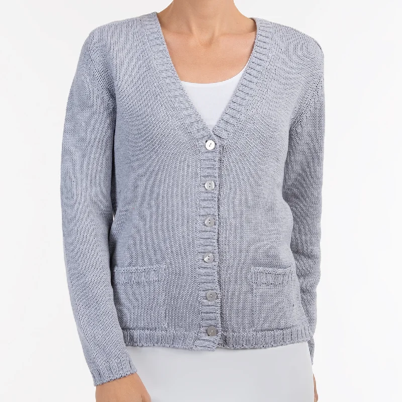Exclusive Preview Varsity Cardigan in Light Grey Melange