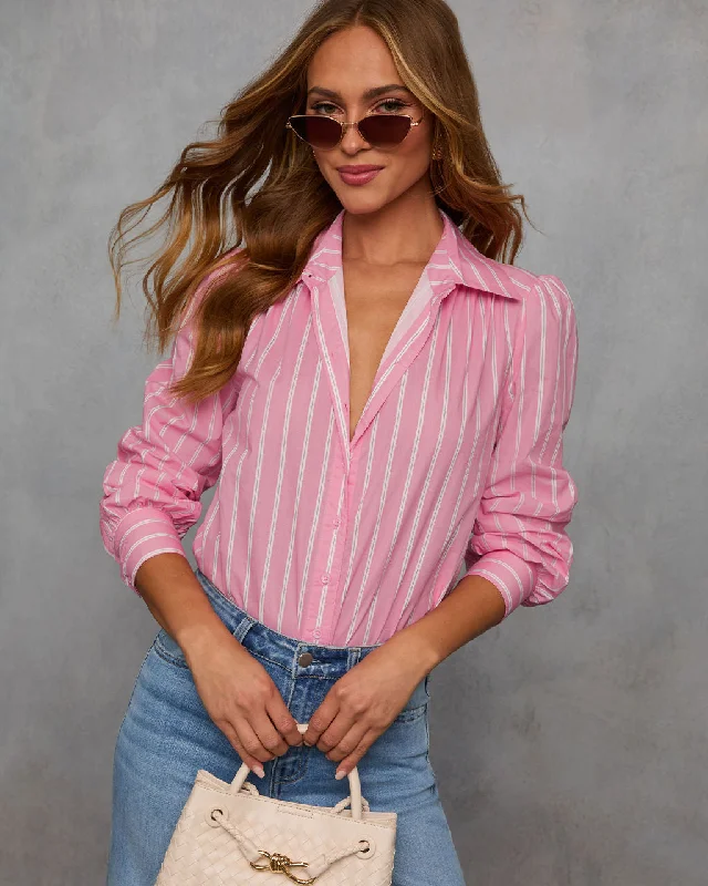 Midnight Madness Cellia Striped Button Down Top