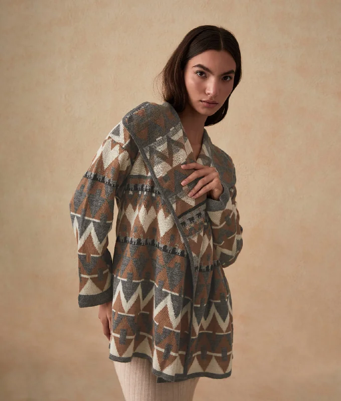 Weekend Wonders Await! Long Reversible Jacquard Cardigan