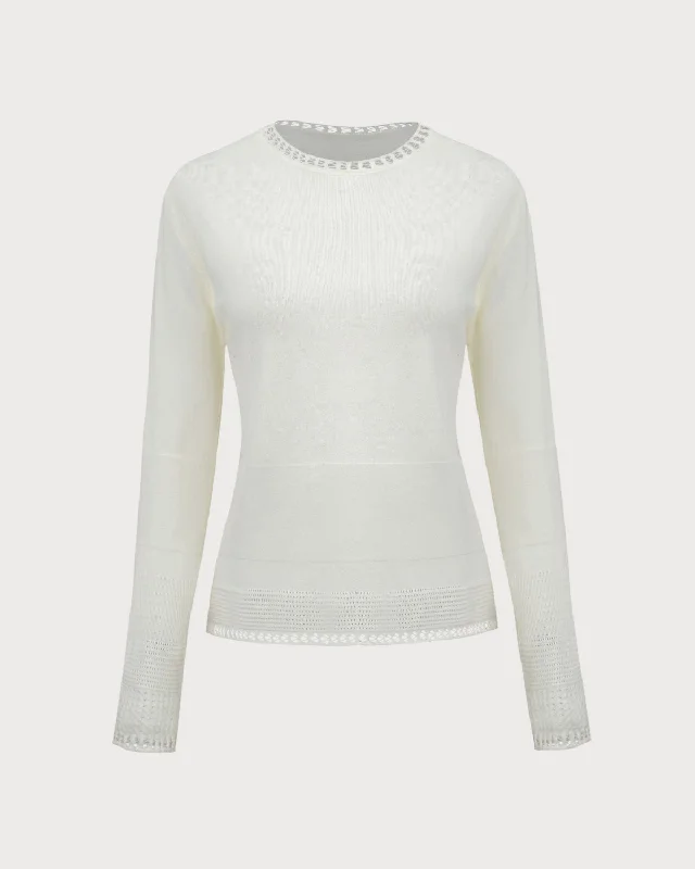 Exclusive Deal White Round Neck Slim Knit Tee