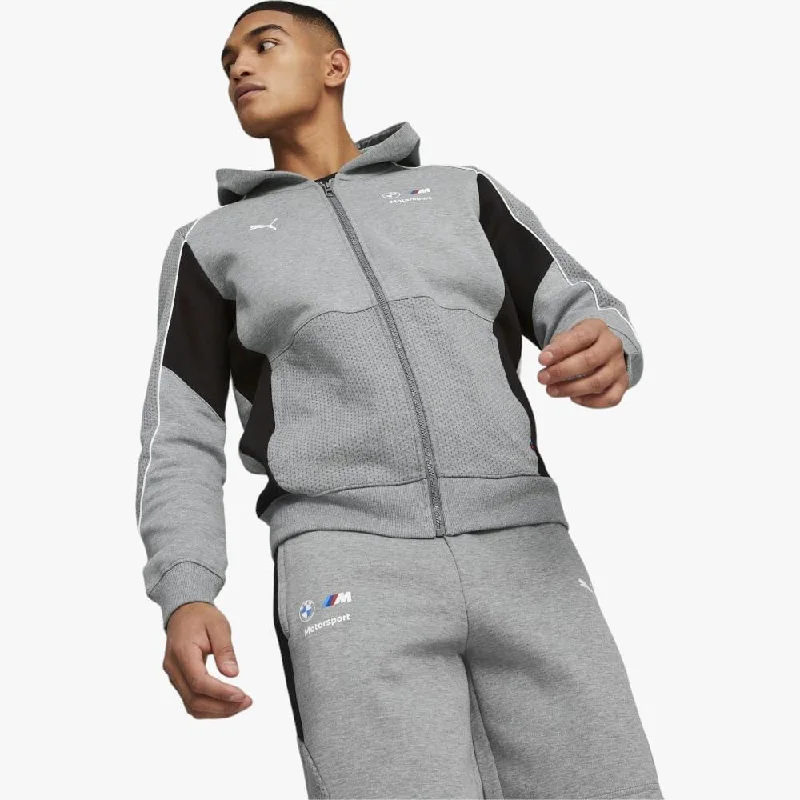 Puma Mens Bmw Mms Hooded Sweat Jacket Med Grey Heather