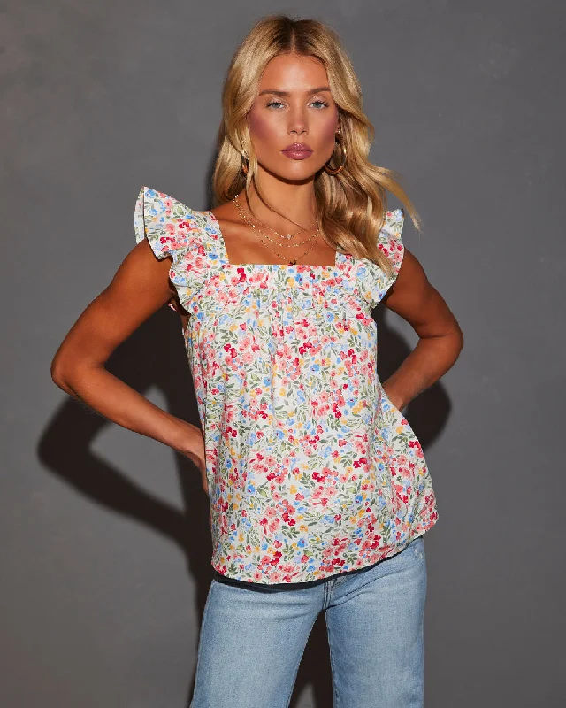 Weekend Deals That Amaze Love Me More Cotton Floral Flutter Sleeve Top