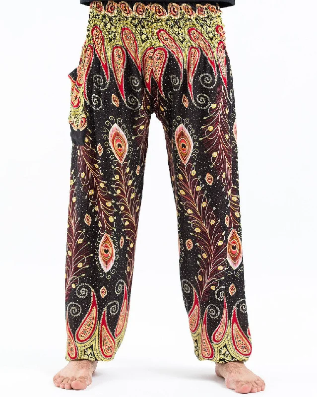 Fantastic Offers Unisex Peacock Paisley Harem Pants in Black