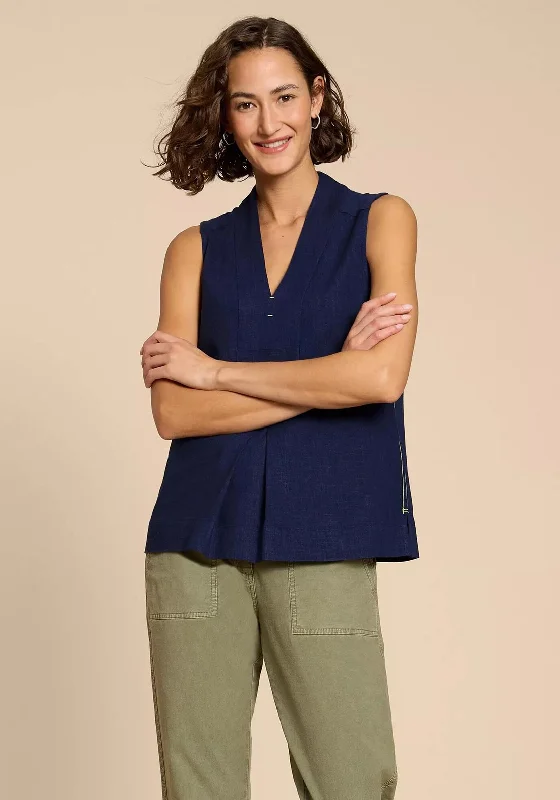 Online Exclusive White Stuff Celia Mix Jersey Shirt, French Navy