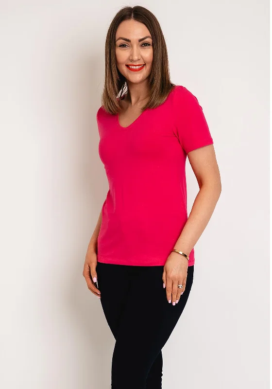Weekend Offers That Sizzle Dolcezza Basic V-Neck T-Shirt, Fuchsia