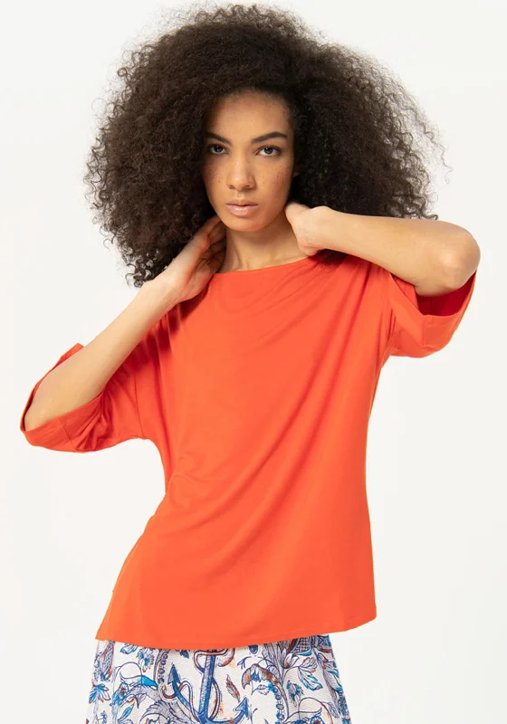 Time-Sensitive Surkana French Sleeve Elastic T-Shirt, Red
