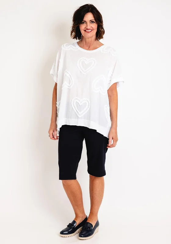Exclusive Offers Serafina Collection One Size Heart Embroidered Top, White