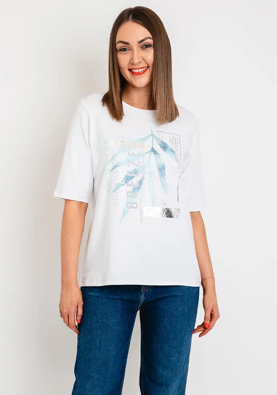 Overstock Sale Rabe Metallic Graphic Print T-Shirt, White