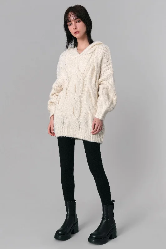 Year-End Clearance Aurora Twisted Knit Hooded Sweater
