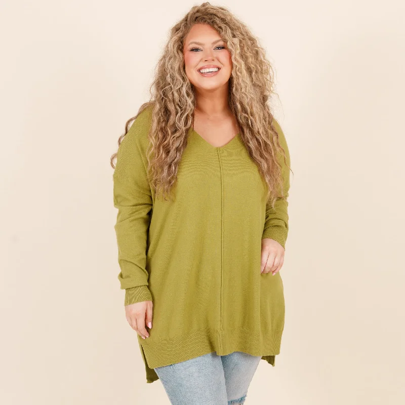 Weekend-Only Price Drops Miss Who I Was Sweater, Light Olive