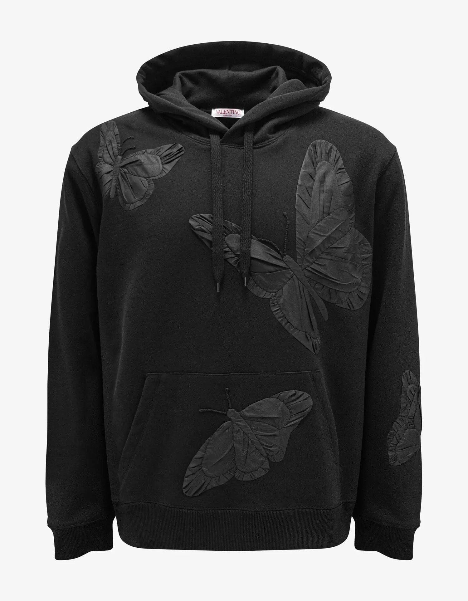 Valentino Garavani Black Butterfly Applique Hoodie