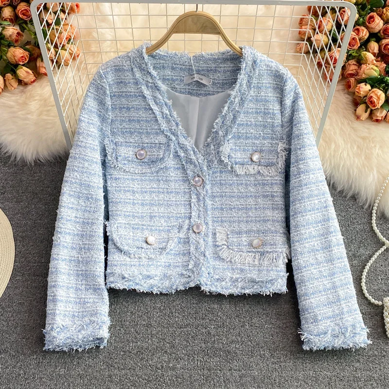 Can't Beat Temperament celebrity small fragrance tweed short coat female  1637