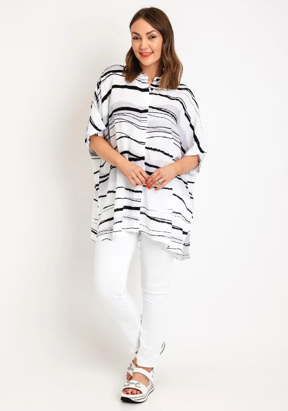 Super Deal Ever Sassy Striped Oversized Shirt, White