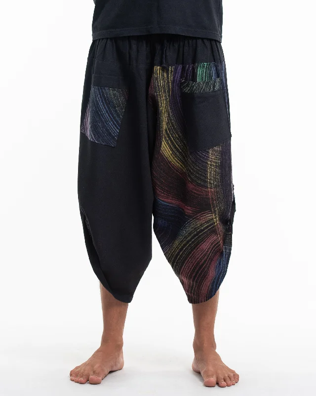 The Best Prices Unisex two Tone Rainbow Prints Three Quarter Pants in Black
