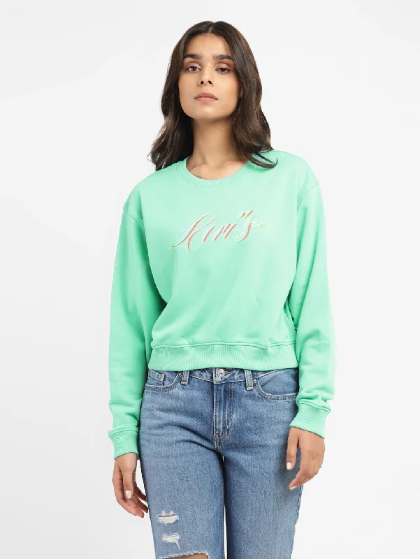 Shop and Save Women's Brand Logo Round Neck Sweatshirt