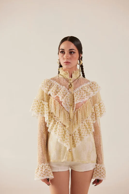 Major Deal Angelic Harmony High Neck Ruffled Lace shirt