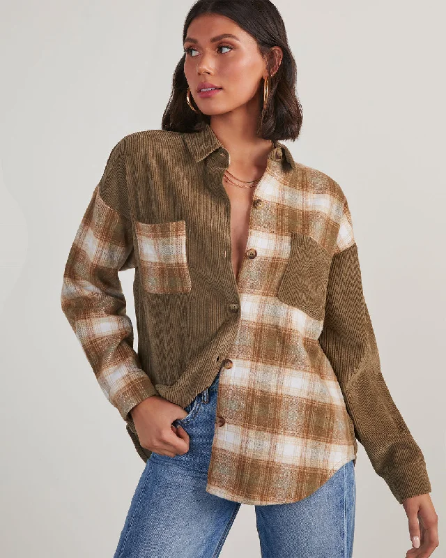 Deal Frenzy Parker Plaid Colorblock Button Down Top