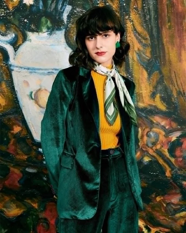 Low Prices The Casual One Button Green Velvet Blazer