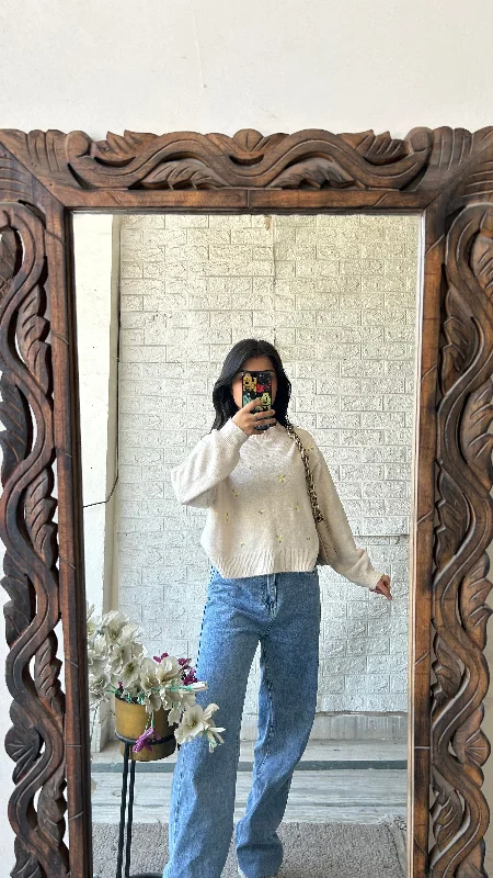 Price Drop Alert Flower embroidered sweater S