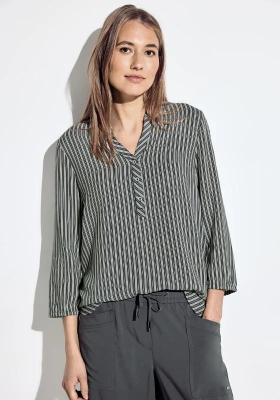 Get It Before It’s Gone Cecil Three Quarter Length Sleeve Striped Blouse, Khaki