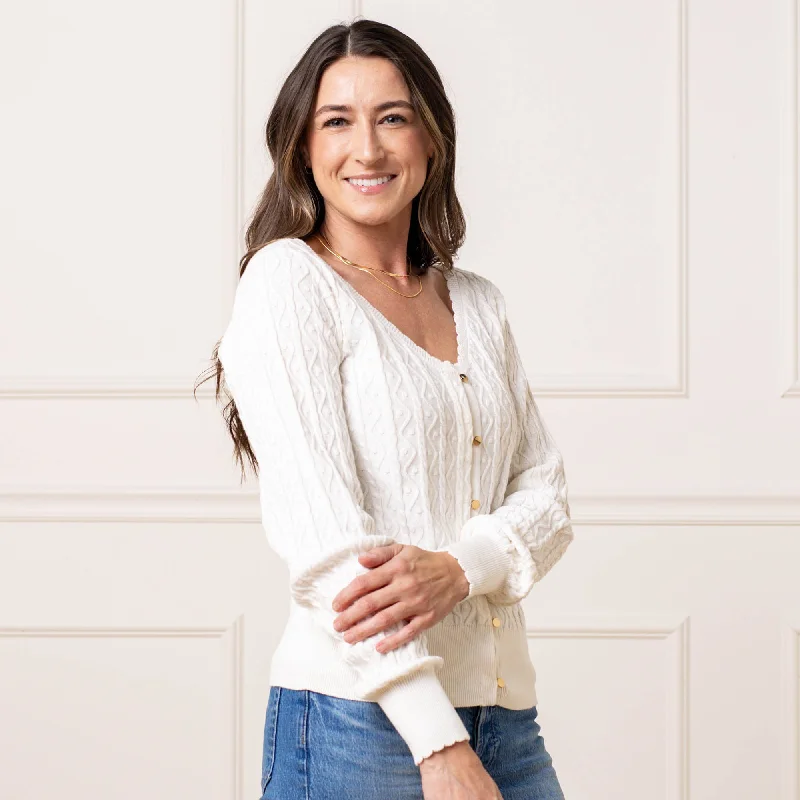 Now or Never Organic Cable Button Front Sweater