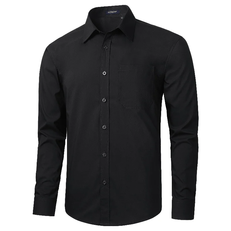 Casual Formal Shirt with Pocket - A-BLACK