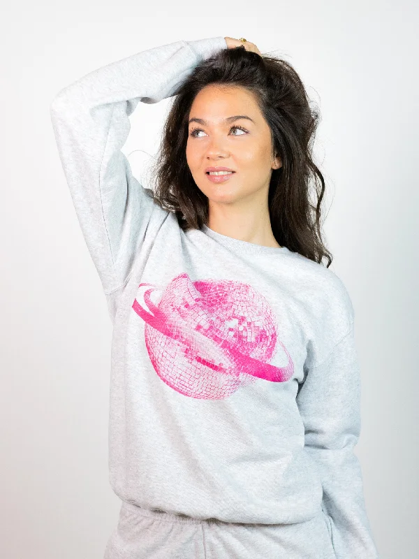 Weekend Discounts to Grab PLANET DISCO (pink) SWEATSHIRT - GRÅ