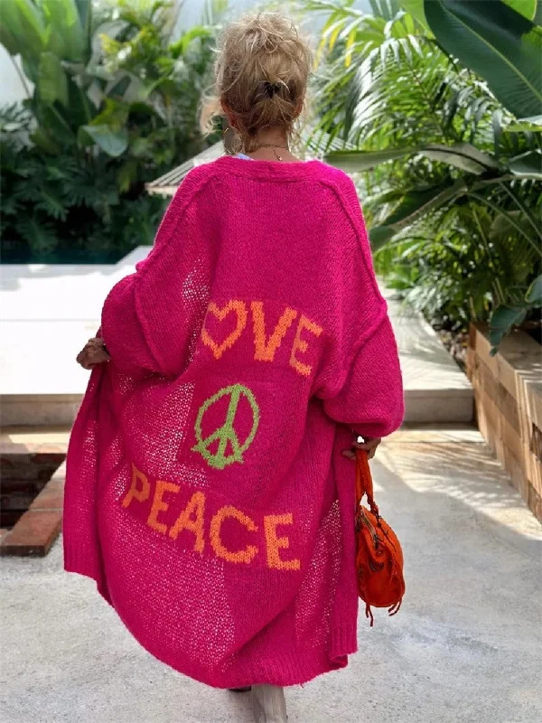 Final Markdown Love & Peace Extra Long Cardigan