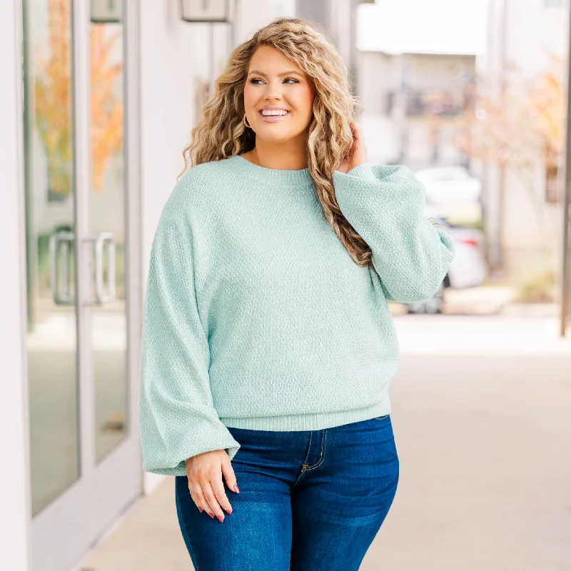 Price Rollback Cozy Bubble Sleeve Sweater, Mint