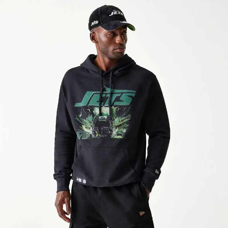 New York Jets NFL Games Premium Apparel Black Oversized Pullover Hoodie