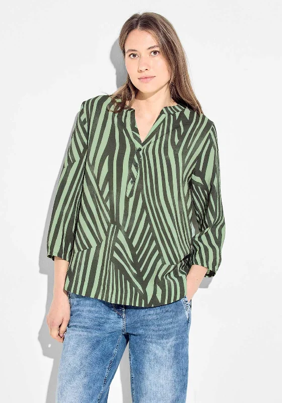 Weekend Discounts to Indulge In Cecil Printed Half Placket Blouse, Green