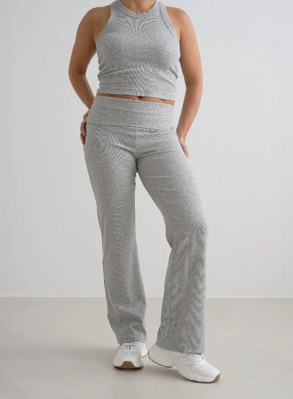 Weekend Offers That Shine Grey Melange Ease Ribbed Petite Pants