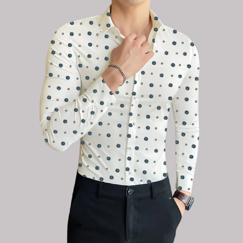 ZR Color Dots White Casual Shirt 10621