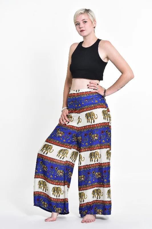 Can't Resist Womens Elephant Bliss Palazzo Pants in Blue