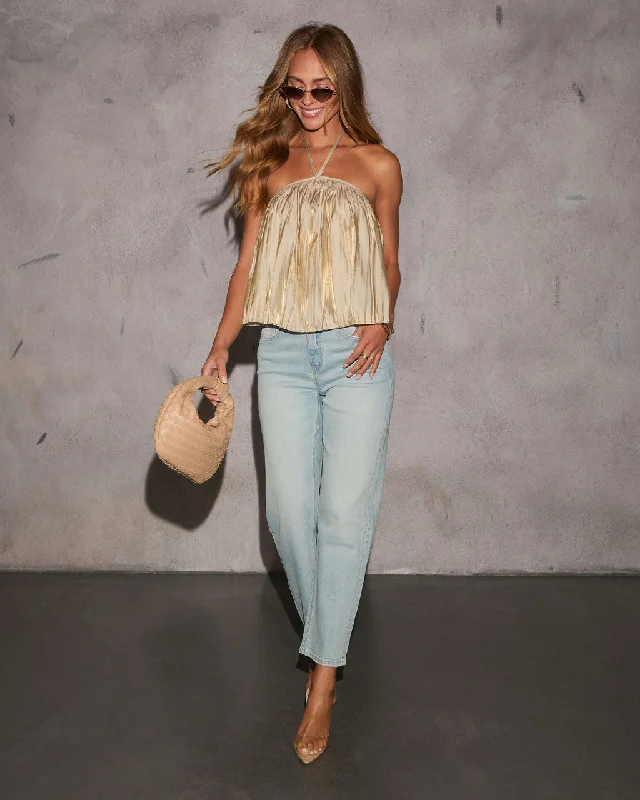 Weekend Discounts to Enjoy Its Her Moment Pleated Halterneck Top