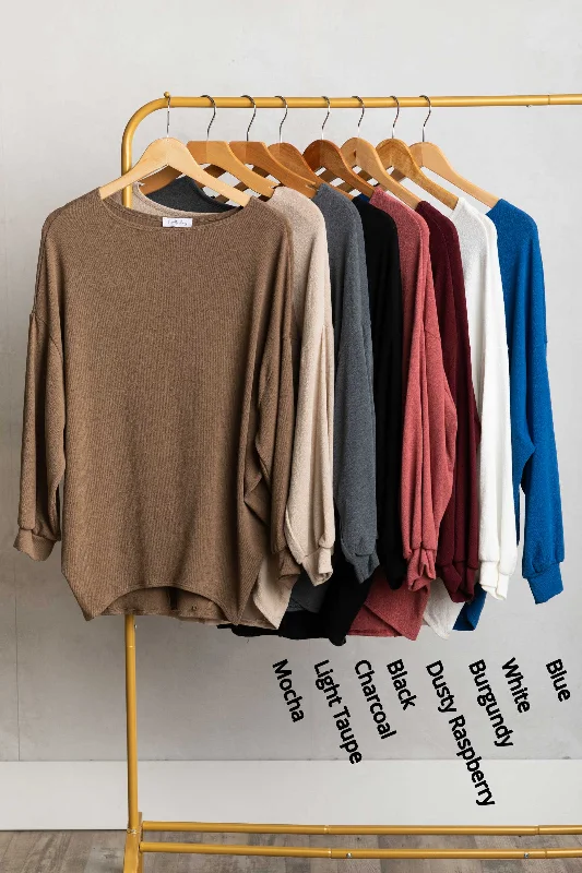 New Arrival Boatneck Solid Crepe Hacci Knit Top
