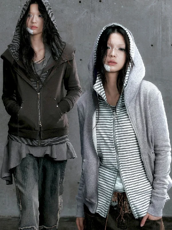 Discount Deals Striped Knit Sweatshirt Jacket [S0000010397]