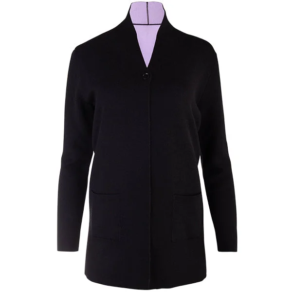 One-DAY Sale Double-Faced Single Button Cardigan in Black